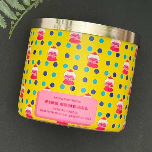 BBW Pink Gumball (Bubblegum) Bath & Body Works 3 Wick Candle - Picture 5 of 10
